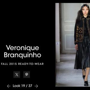 VINTAGE LUX Veronique Branquinho FW 2015 ECRU Leather Pleated A-line Skirt